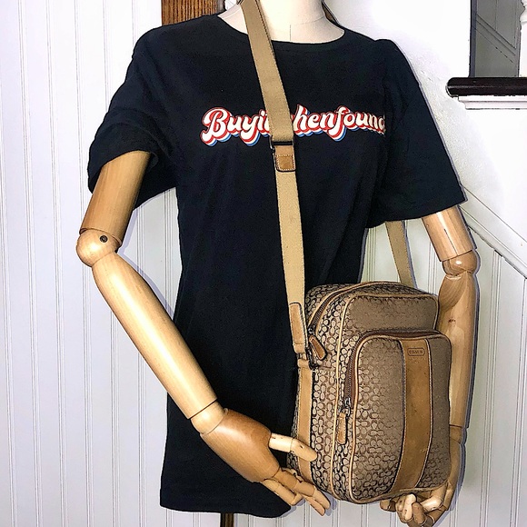 COACH Micro CC Monogram Canvas & Suede Compact Crossbody Shoulder Bag UNISEX - Picture 14 of 15